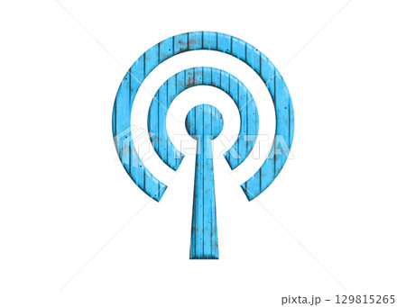 水色のWi-Fi ロゴ マーク 電波 アンテナのイラスト アイコン ピクトグラム　 129815265