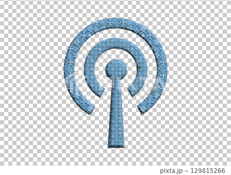 青いタイルのWi-Fi ロゴ マーク 電波 アンテナのイラスト アイコン ピクトグラム　 129815266