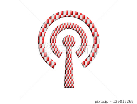 赤白 市松模様のWi-Fi ロゴ マーク 電波 アンテナのイラスト アイコン ピクトグラム　 129815269