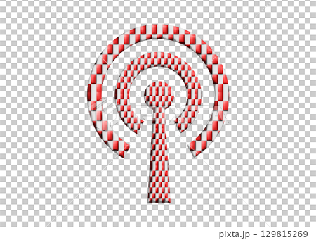 赤白 市松模様のWi-Fi ロゴ マーク 電波 アンテナのイラスト アイコン ピクトグラム　 129815269