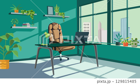 A Modern and Serene Office Space The Perfect Blend of Productivity, Aesthetics, and Nature	 129815485