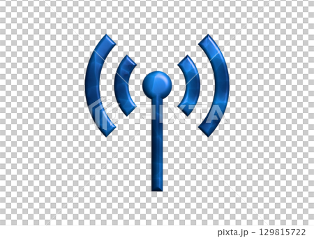 青いWi-Fi ロゴ マーク 電波 アンテナのイラスト アイコン ピクトグラム　 129815722
