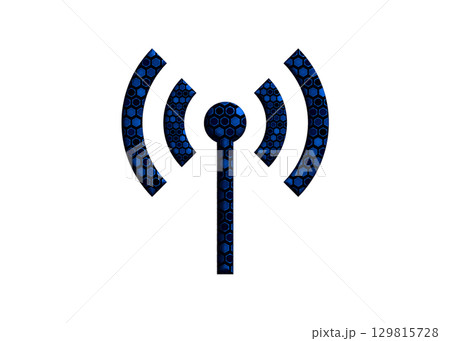 青いWi-Fi ロゴ マーク 電波 アンテナのイラスト アイコン ピクトグラム　 129815728