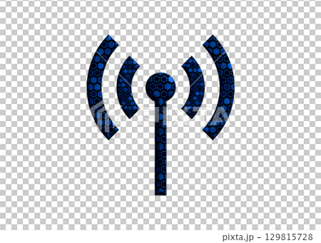 Blue Wi-Fi logo mark radio wave antenna illustration icon pictogram 129815728