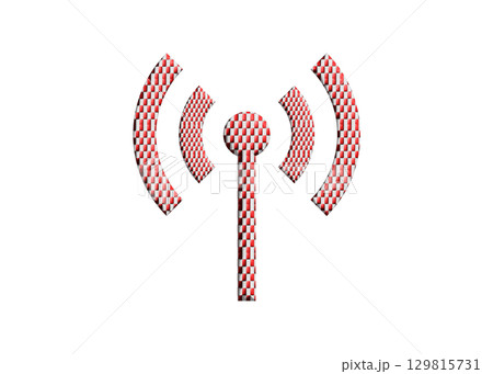 紅白 市松模様のWi-Fi ロゴ マーク 電波 アンテナのイラスト アイコン ピクトグラム　 129815731
