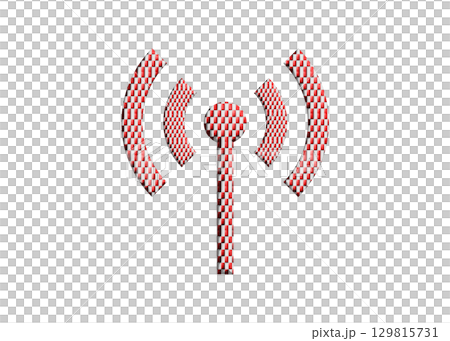紅白 市松模様のWi-Fi ロゴ マーク 電波 アンテナのイラスト アイコン ピクトグラム　 129815731