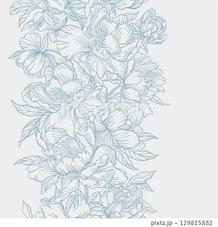 Vertical seamless pattern with peonies. 129815882