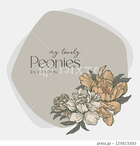 Polygonal frame with floral arrangement. Polygonal frame with floral arrangement. 129815883