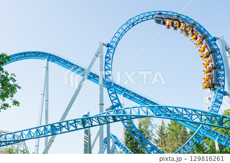 Roller coaster in the amusement park 129816261