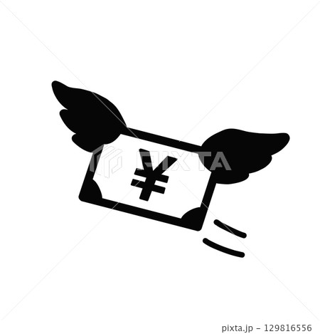お金が飛ぶアイコン / Flying Money Icon	 129816556