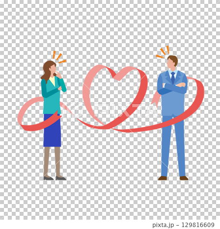 Illustration of a man and woman meeting 129816609