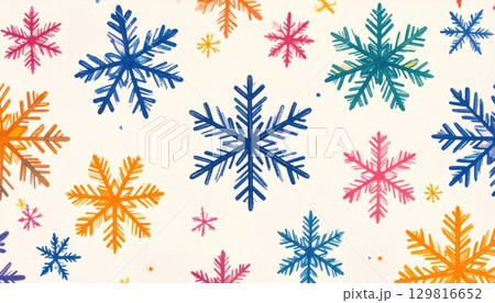 《AI画像》カラフルな雪の結晶のイラスト 129816652