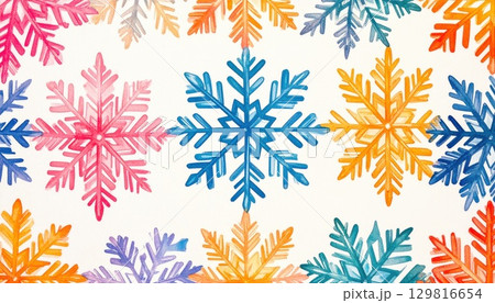 《AI画像》カラフルな雪の結晶のイラスト 129816654