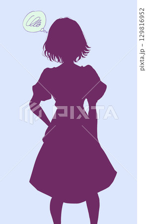困っている女性　シルエット 129816952