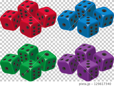 Set of stacked dice - black ball 129817340