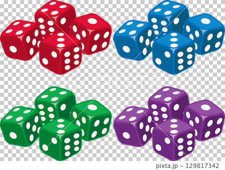重なったサイコロのセット　白玉 129817342