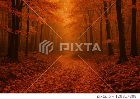 Golden Path.A Silent Journey Through the Autumn Forest 129817809