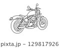 アメリカンバイク斜め後ろから見たイラスト 129817926