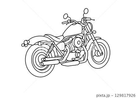 アメリカンバイク斜め後ろから見たイラスト 129817926