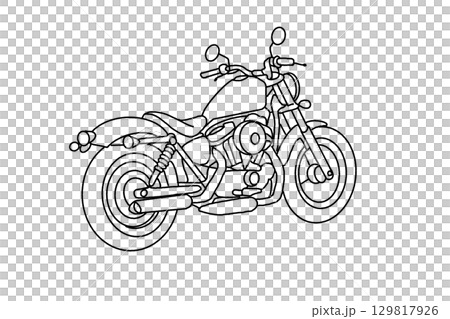 アメリカンバイク斜め後ろから見たイラスト 129817926