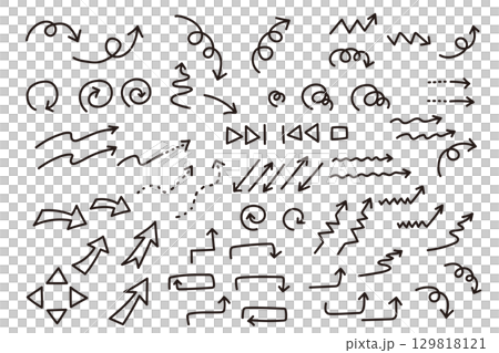 向量手繪箭頭圖示設定為黑白 129818121