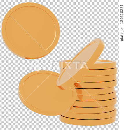 3D_積まれたコイン_ゴールド 129818281