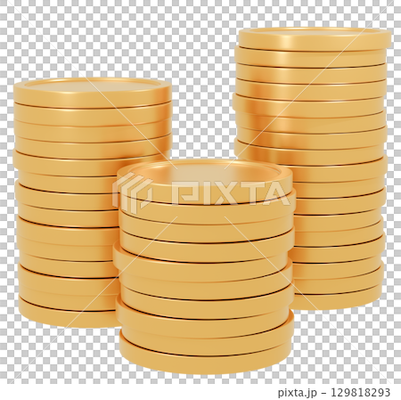3D Stacked Coins Gold 129818293