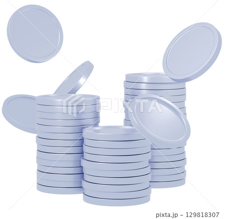 3D_積まれたコイン_シルバー 129818307