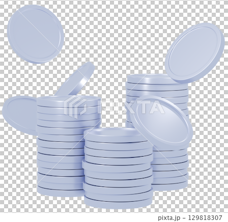 3D_積まれたコイン_シルバー 129818307