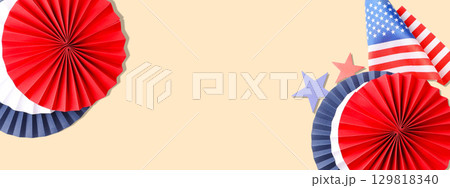 Colorful red white and blue decorations for Labor Day festivities 129818340