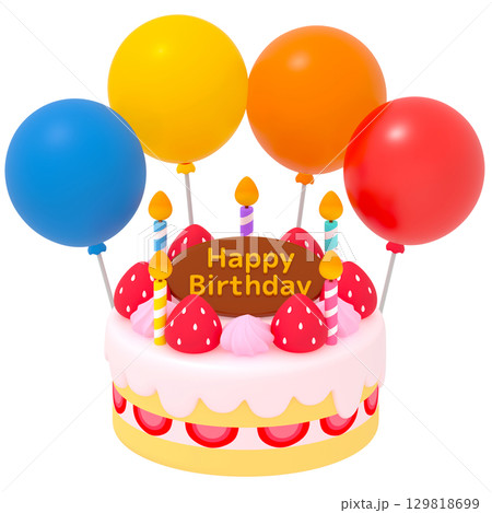 誕生日ケーキと風船 誕生日ケーキと風船 129818699