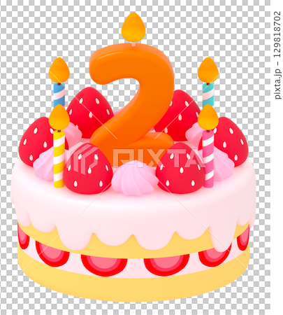 Birthday cake with number 2 129818702