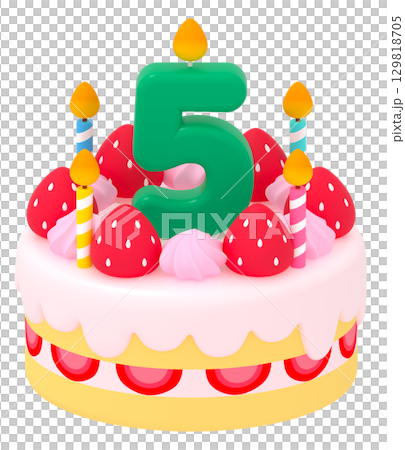 Birthday cake with number 5 129818705