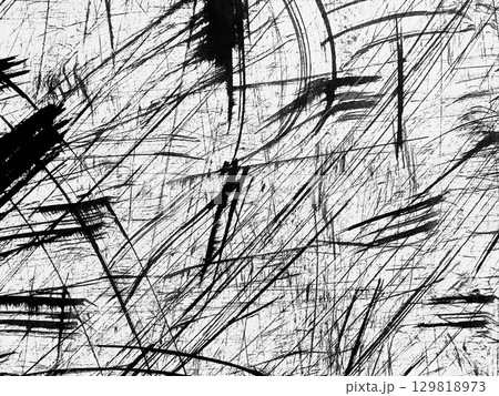 Abstract black and white artwork featuring dynamic lines and texture in contemporary style 129818973