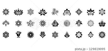 Flower icons set. Isolated elements for design. Vector graphics. 129819095