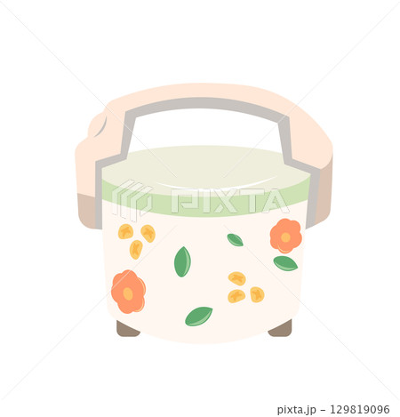 レトロな花柄の炊飯器のイラスト 129819096