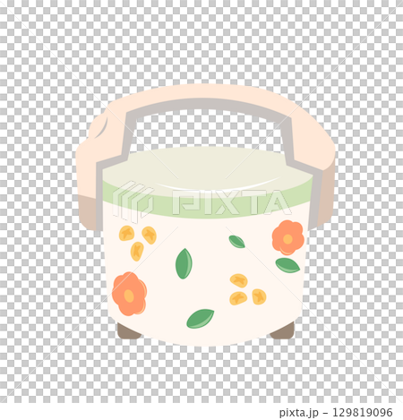 レトロな花柄の炊飯器のイラスト 129819096