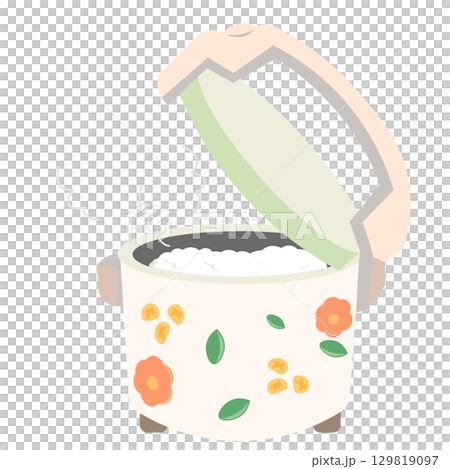 復古花卉電鍋煮飯的插圖 復古花卉電鍋煮飯的插圖 129819097