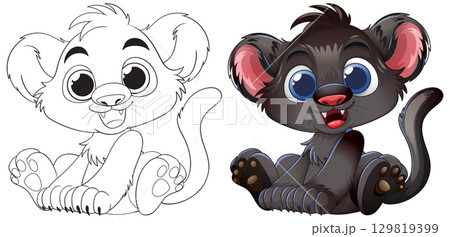 Adorable Baby Lion Illustration 129819399