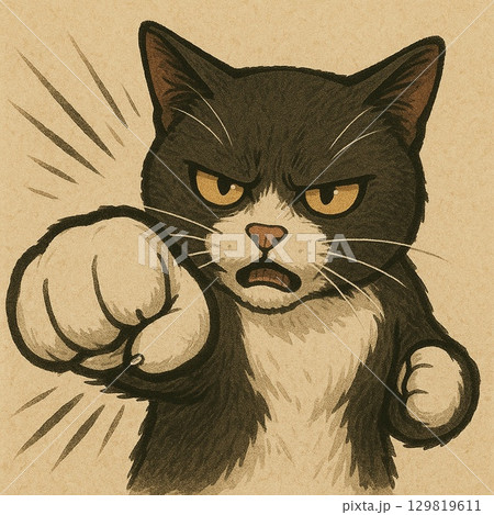 猫パンチのイラスト Generative AIのイラスト素材 [129819611] - PIXTA