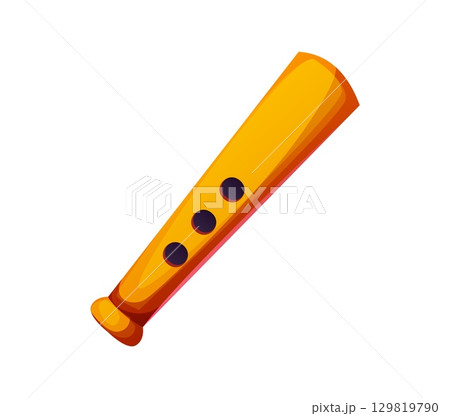 Cartoon slash symbol in shape of a flute wind musical instrument. Musician font, music instrument typeface special character, entertainment funny type, alphabet punctuation sign. Vector abc typography 129819790