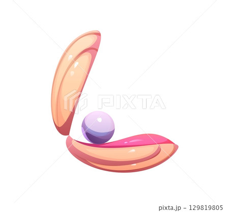 Cartoon underwater font pearl shell letter L. Underwater life creature ABC typeset letter, aquatic nature isolated vector latin alphabet element or sea wildlife animal English font symbol 129819805