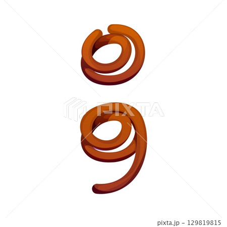 Texas cowboy rope ABC font typeset punctuation semicolon. American retro kids ABC type special symbol, Texas cowboy cartoon vector English font element. Western English alphabet typeset sign 129819815