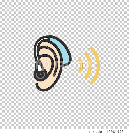 Hearing aid and ear icon illustration 129819924