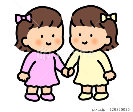 双子女の子イラスト 129820056