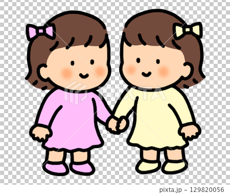 双子女の子イラスト 129820056