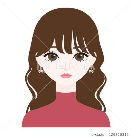 正面を向いた女性の顔3 正面を向いた女性の顔3 129820312