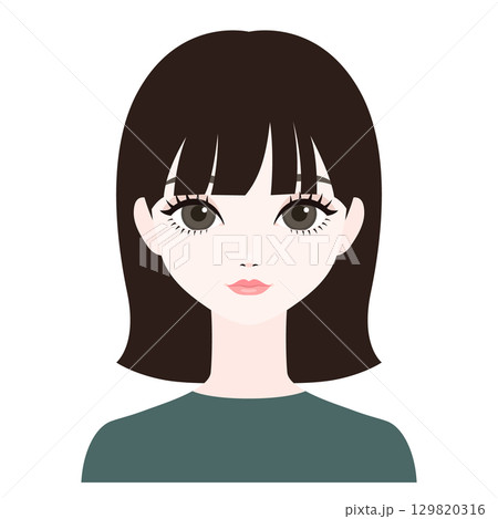 正面を向いた女性の顔8 129820316