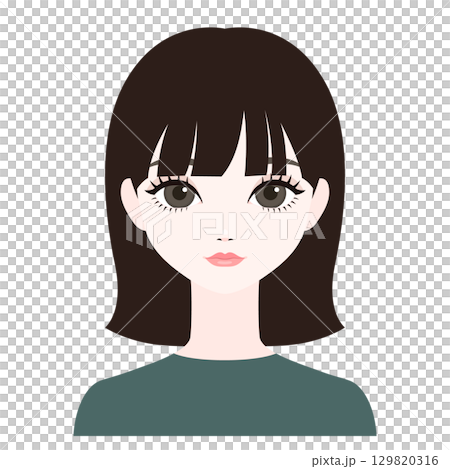 正面を向いた女性の顔8 129820316