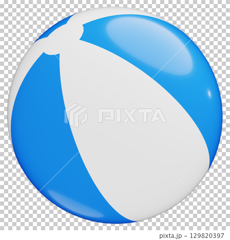 3D沙灘球藍色 129820397